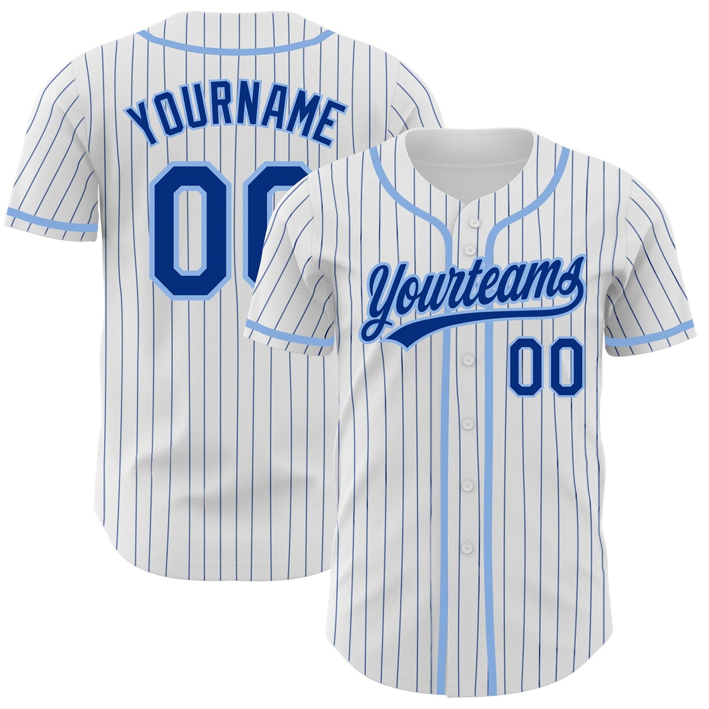 Custom White Royal Pinstripe Royal-Light Blue Authentic Baseball Jersey - Sky-Custom