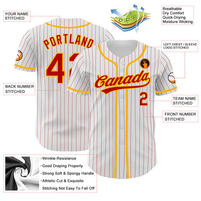 Custom White Red Pinstripe Red-Light Blue Authentic Baseball Jersey - Sky-Custom