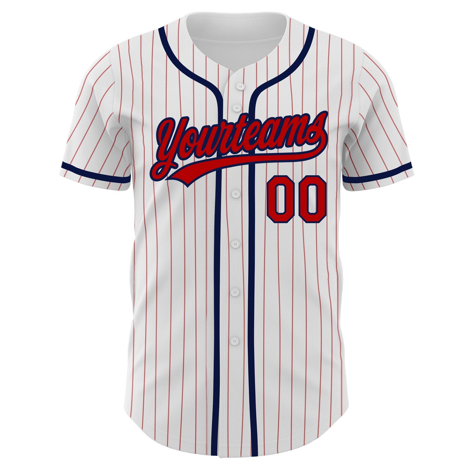 Custom White Red Pinstripe Red-Navy Authentic Baseball Jersey - Sky-Custom