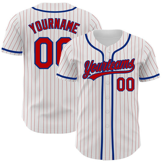 Custom White Red Pinstripe Red-Royal Authentic Baseball Jersey - Sky-Custom