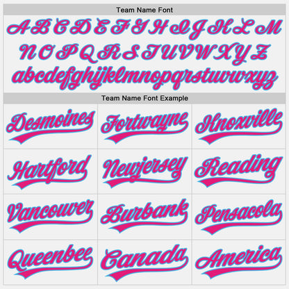 Custom White Purple Pinstripe Hot Pink-Sky Blue Authentic Baseball Jersey - Sky-Custom