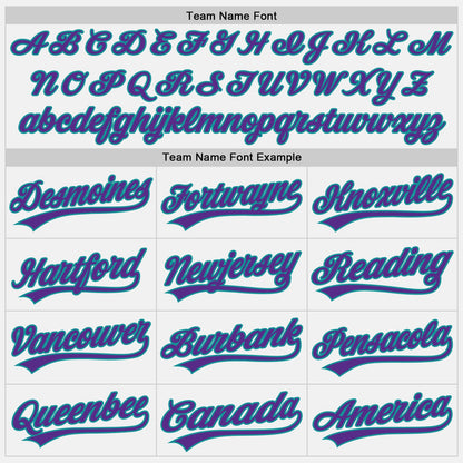 Custom White Purple Pinstripe Teal Authentic Baseball Jersey - Sky-Custom