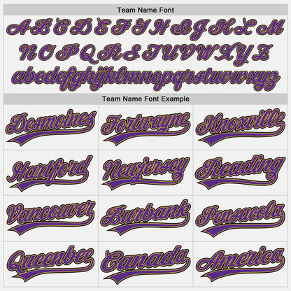 Custom White Purple Pinstripe Purple Old Gold-Black Authentic Baseball Jersey - Sky-Custom