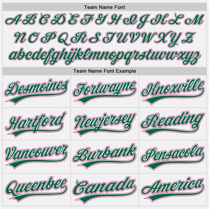 Custom White Kelly Green Pinstripe Kelly Green-Pink Authentic Baseball Jersey - Sky-Custom