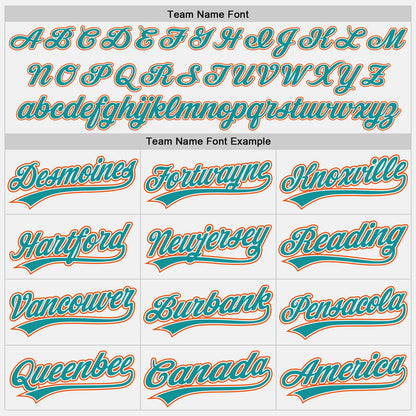 Custom White Teal Pinstripe Teal-Orange Authentic Baseball Jersey - Sky-Custom