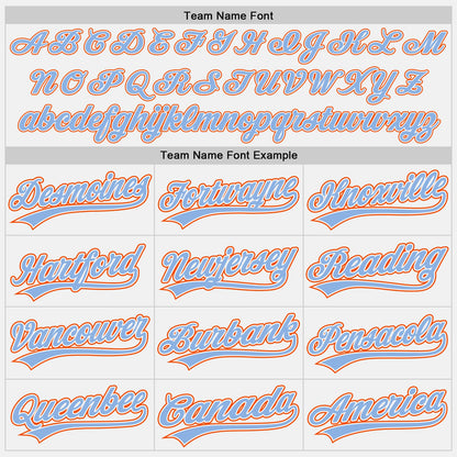 Custom White Light Blue Pinstripe Light Blue-Orange Authentic Baseball Jersey - Sky-Custom