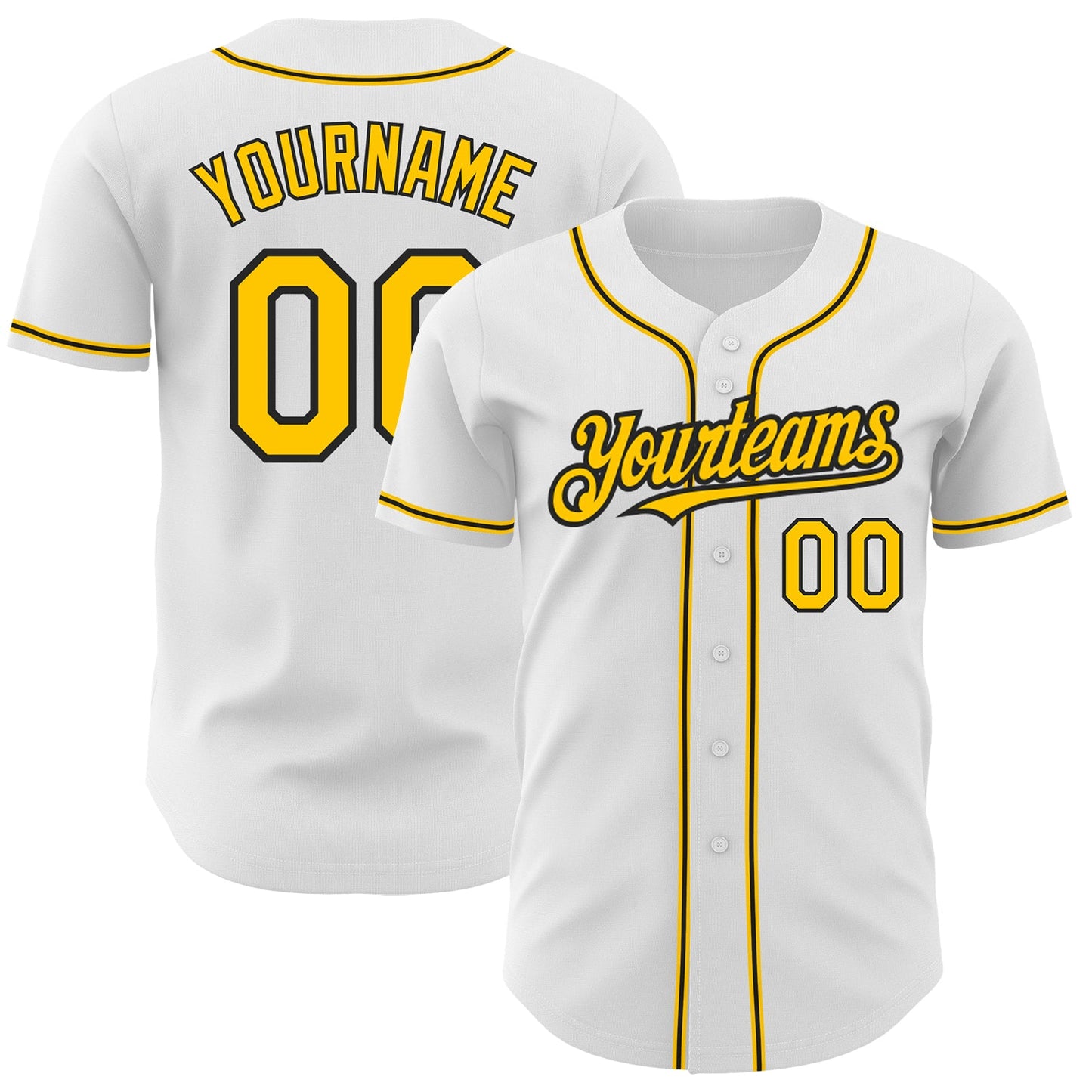 Custom White Yellow-Black Authentic Baseball Jersey - Sky-Custom