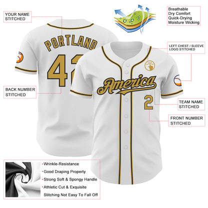Custom White Old Gold-Black Authentic Baseball Jersey - Sky-Custom