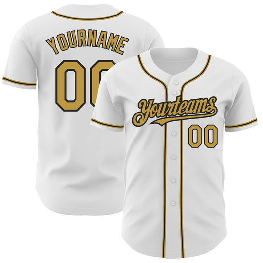 Custom White Old Gold-Black Authentic Baseball Jersey - Sky-Custom