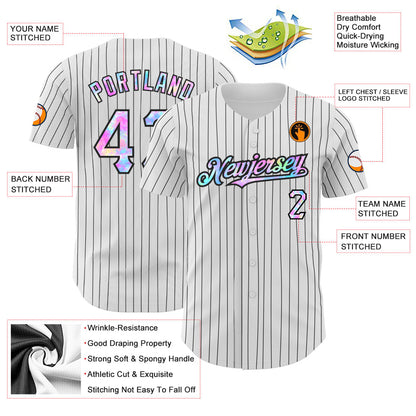 Custom White Black Pinstripe Tie Dye Authentic Baseball Jersey - Sky-Custom