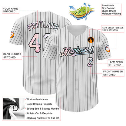 Custom White Black Pinstripe Tie Dye Authentic Baseball Jersey - Sky-Custom