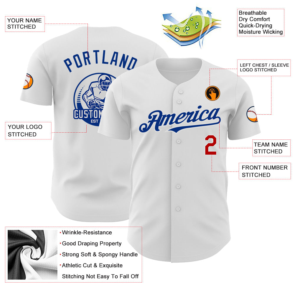 Custom White Red-Royal Authentic Baseball Jersey - Sky-Custom