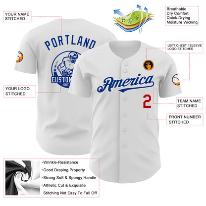Custom White Red-Royal Authentic Baseball Jersey - Sky-Custom
