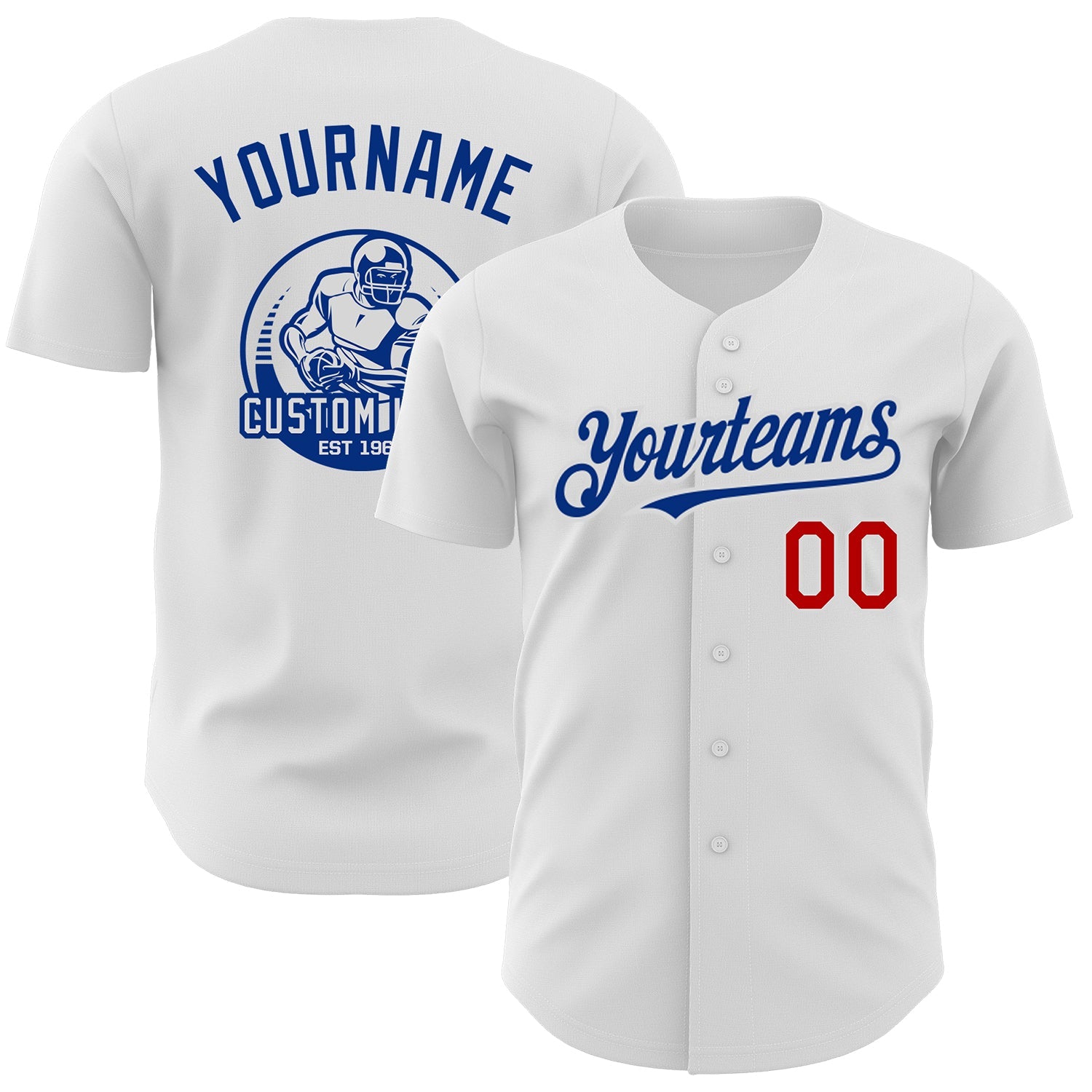 Custom White Red-Royal Authentic Baseball Jersey - Sky-Custom