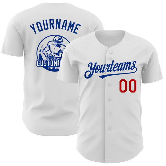 Custom White Red-Royal Authentic Baseball Jersey - Sky-Custom
