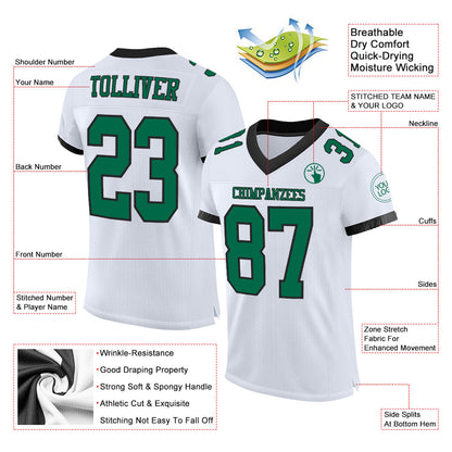 Custom White Kelly Green-Black Mesh Authentic Football Jersey - Sky-Custom
