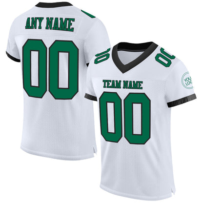 Custom White Kelly Green-Black Mesh Authentic Football Jersey - Sky-Custom