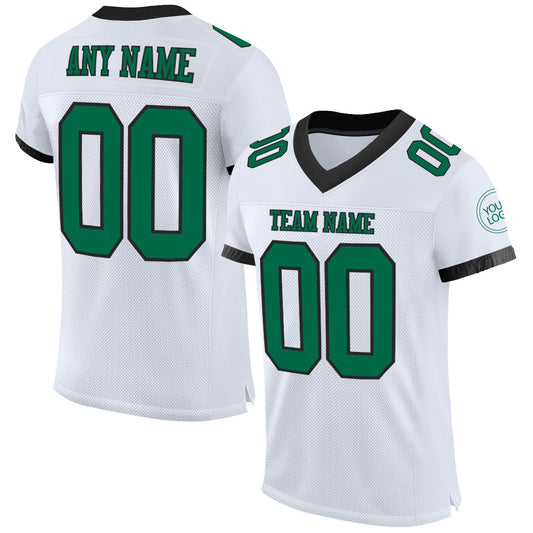 Custom White Kelly Green-Black Mesh Authentic Football Jersey - Sky-Custom