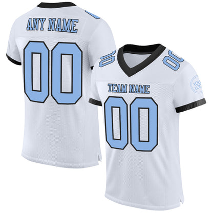 Custom White Light Blue-Black Mesh Authentic Football Jersey - Sky-Custom