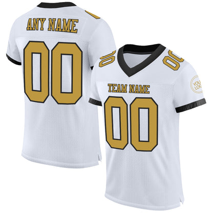 Custom White Old Gold-Black Mesh Authentic Football Jersey - Sky-Custom