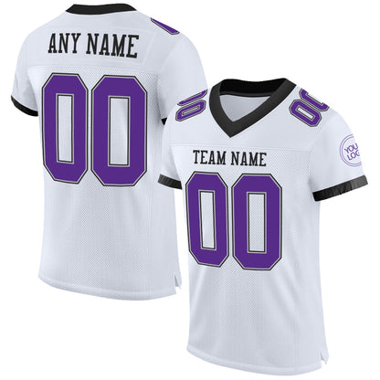 Custom White Purple Gray-Black Mesh Authentic Football Jersey - Sky-Custom