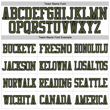 Custom White Olive-Black Mesh Authentic Football Jersey - Sky-Custom