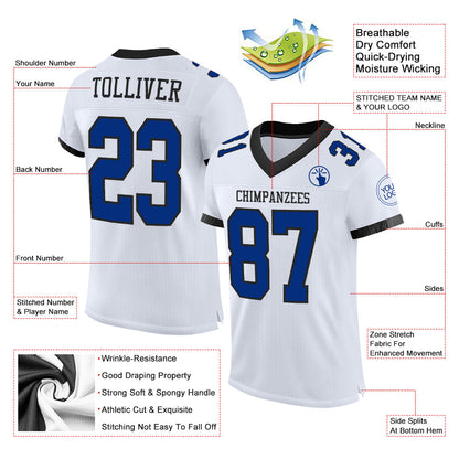 Custom White Royal-Black Mesh Authentic Football Jersey - Sky-Custom