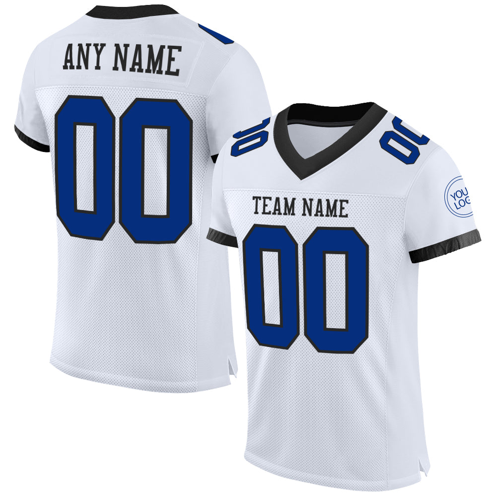 Custom White Royal-Black Mesh Authentic Football Jersey - Sky-Custom