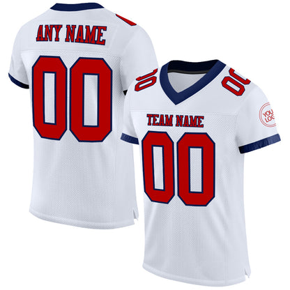 Custom White Red-Navy Mesh Authentic Football Jersey - Sky-Custom