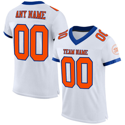 Custom White Orange-Royal Mesh Authentic Football Jersey - Sky-Custom