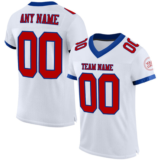 Custom White Red-Royal Mesh Authentic Football Jersey - Sky-Custom