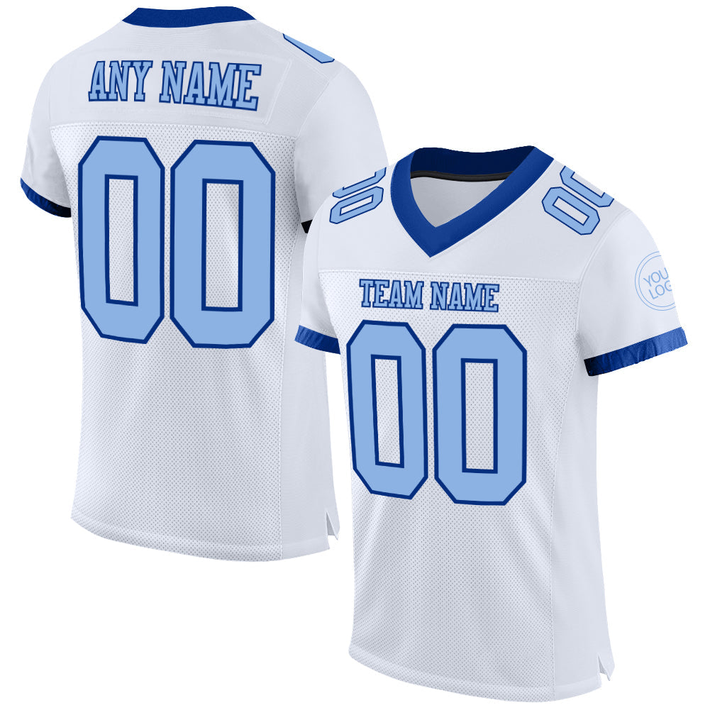 Custom White Light Blue-Royal Mesh Authentic Football Jersey - Sky-Custom