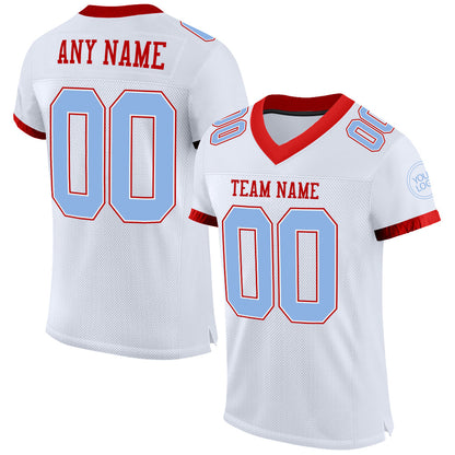 Custom White Light Blue-Red Mesh Authentic Football Jersey - Sky-Custom