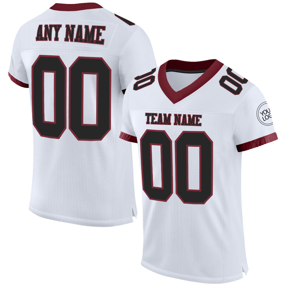 Custom White Black-Burgundy Mesh Authentic Football Jersey - Sky-Custom