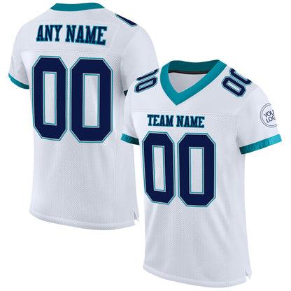 Custom White Navy Gray-Teal Mesh Authentic Football Jersey - Sky-Custom