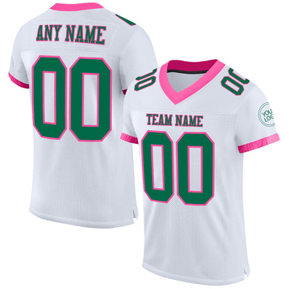 Custom White Kelly Green-Pink Mesh Authentic Football Jersey - Sky-Custom