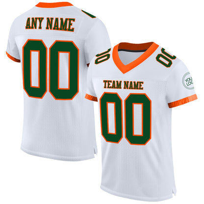 Custom White Green-Orange Mesh Authentic Football Jersey - Sky-Custom