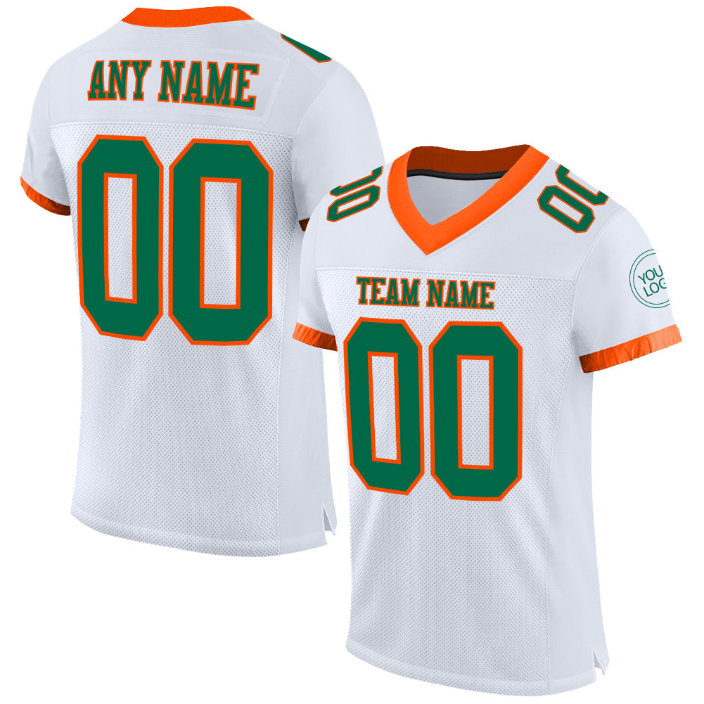 Custom White Kelly Green-Orange Mesh Authentic Football Jersey - Sky-Custom