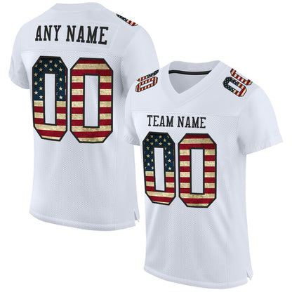 Custom White Vintage USA Flag-Black Mesh Authentic Football Jersey - Sky-Custom