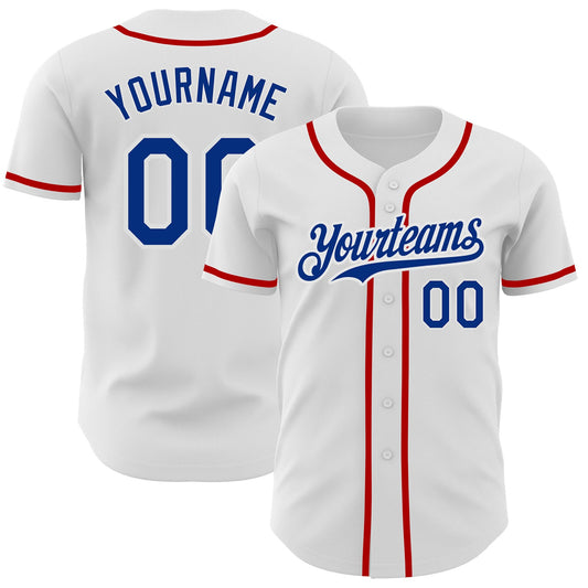 Custom White Royal-Red Authentic Baseball Jersey - Sky-Custom
