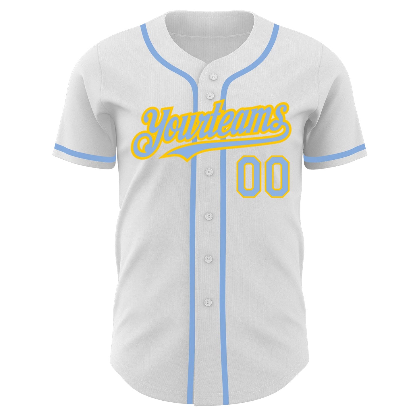 Custom White Light Blue-Yellow Authentic Baseball Jersey - Sky-Custom