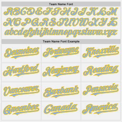 Custom White Light Blue-Yellow Authentic Baseball Jersey - Sky-Custom
