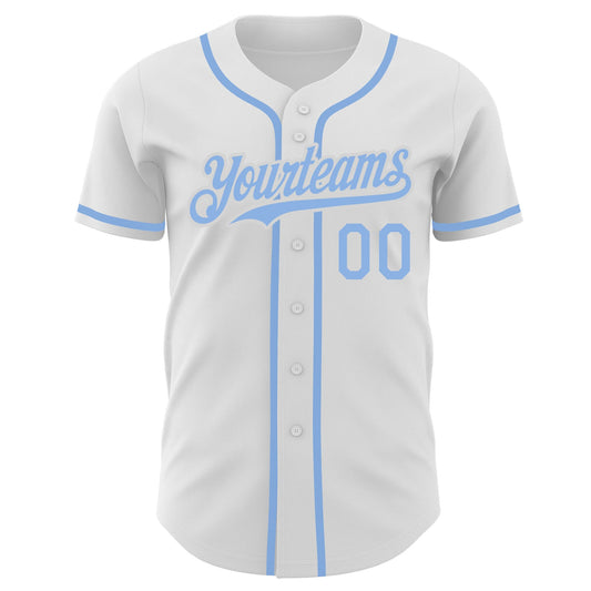 Custom White Light Blue Authentic Baseball Jersey - Sky-Custom