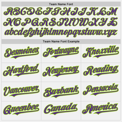 Custom White Purple-Neon Green Authentic Baseball Jersey - Sky-Custom