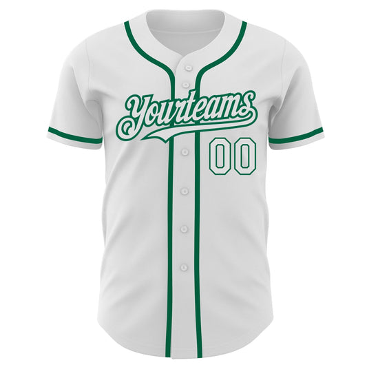Custom White Kelly Green Authentic Baseball Jersey - Sky-Custom