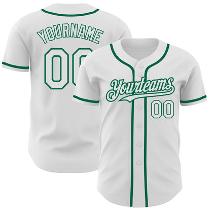 Custom White Kelly Green Authentic Baseball Jersey - Sky-Custom