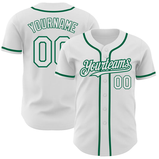 Custom White Kelly Green Authentic Baseball Jersey - Sky-Custom