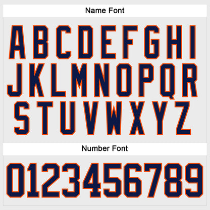 Custom White Navy-Orange Hockey Lace Neck Jersey - Sky-Custom