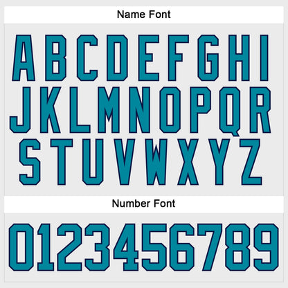 Custom White Teal-Navy Hockey Lace Neck Jersey - Sky-Custom