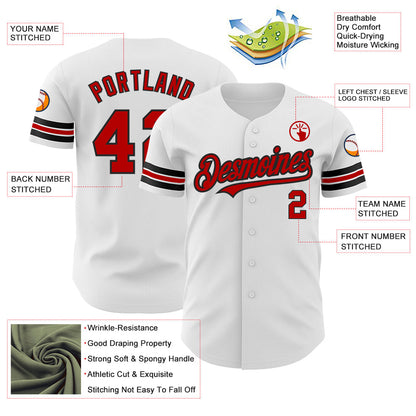 Custom White Red-Black Authentic Baseball Jersey - Sky-Custom